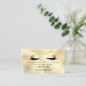 Loyalty Kaart 6 Beauty Salon Lashes Gold Glitter (Staand voorkant)