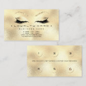 Loyalty Kaart 6 Beauty Salon Lashes Gold Glitter (Voorkant / Achterkant)