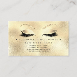 Loyalty Kaart 6 Beauty Salon Lashes Gold Glitter