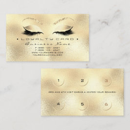 Loyalty Kaart 6 Beauty Salon Lashes Gold Glitter V