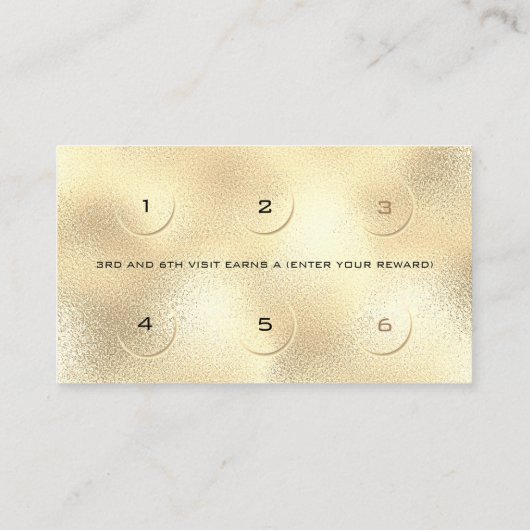 Loyalty Kaart 6 Beauty Salon Lashes Gold Glitter V (Achterkant)