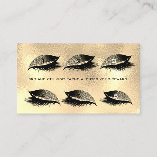 Loyalty Kaart 6 Beauty Salon Lashes Gold Lux Waxin (Achterkant)