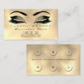 Loyalty Kaart 6 Beauty Salon Lashes Gold Wax Brown (Voorkant / Achterkant)