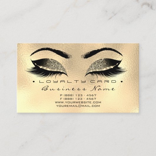 Loyalty Kaart 6 Beauty Salon Lashes Gold Wax Brown (Voorkant)