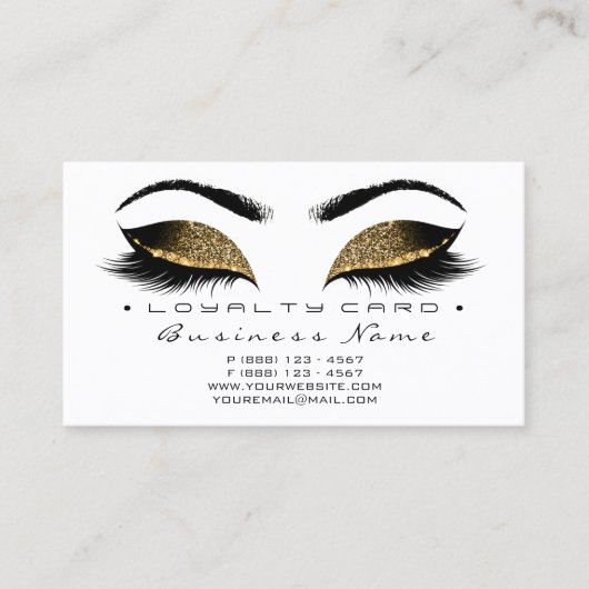Loyalty Kaart 6 Beauty Salon Lashes Gold White Wax (Voorkant)