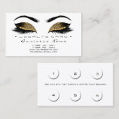 Loyalty Kaart 6 Beauty Salon Lashes Gold White Wax (Voorkant / Achterkant)