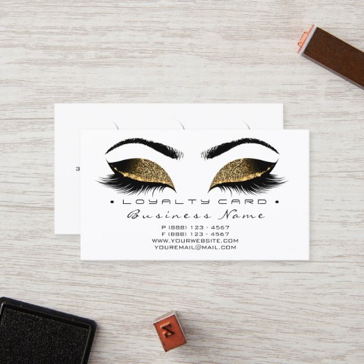 Loyalty Kaart 6 Beauty Salon Lashes Gold White Wax (Voorkant / Achterkant in situ)