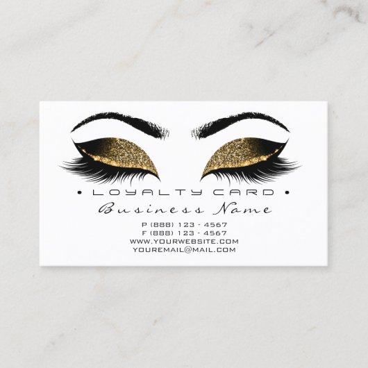 Loyalty Kaart 6 Beauty Salon Lashes Gold White Wax (Voorkant)