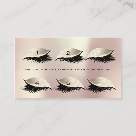 Loyalty Kaart 6 Beauty Salon Lashes Ivory Pink Eye (Achterkant)
