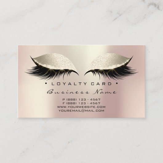 Loyalty Kaart 6 Beauty Salon Lashes Ivory Pink Eye (Voorkant)