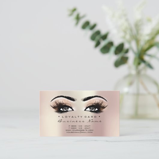 Loyalty Kaart 6 Beauty Salon Lashes Makeup Blush (Staand voorkant)