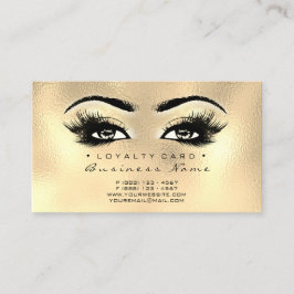 Loyalty Kaart 6 Beauty Salon Lashes Makeup Gold