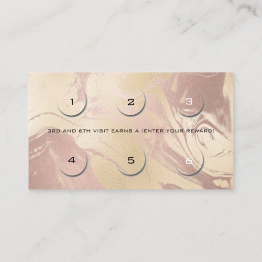 Loyalty Kaart 6 Beauty Salon Lashes Makeup Marble (Achterkant)