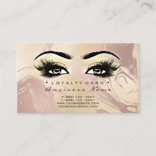 Loyalty Kaart 6 Beauty Salon Lashes Makeup Marble (Voorkant)