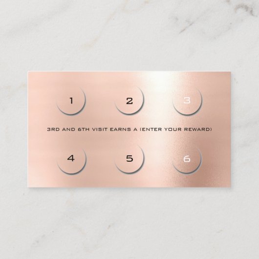 Loyalty Kaart 6 Beauty Salon Lashes Makeup Roos (Achterkant)