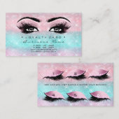 Loyalty Kaart 6 Beauty Salon Lashes Pink Ocean Blu (Voorkant / Achterkant)