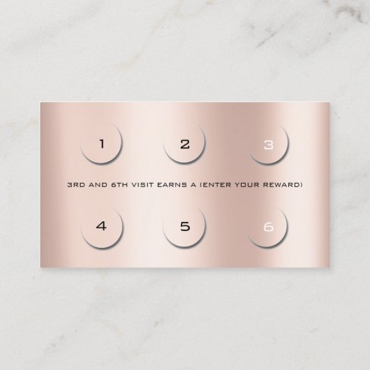 Loyalty Kaart 6 Beauty Salon Lashes Roos Gold Glam (Achterkant)