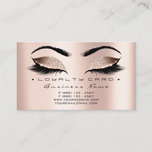 Loyalty Kaart 6 Beauty Salon Lashes Roos Gold Glam (Voorkant)