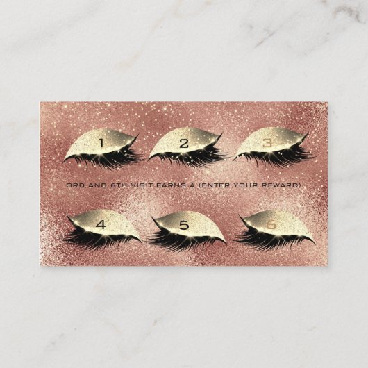 Loyalty Kaart 6 Beauty Salon Lashes Roos Peach Gol (Achterkant)