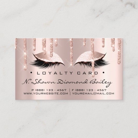 Loyalty Kaart 6 Beauty Salon Lashes Roos Roze schi (Voorkant)