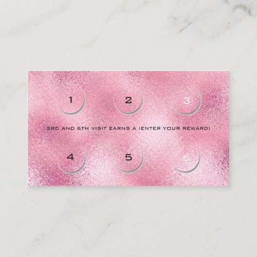 Loyalty Kaart 6 Beauty Salon Lashes Roze Glass (Achterkant)