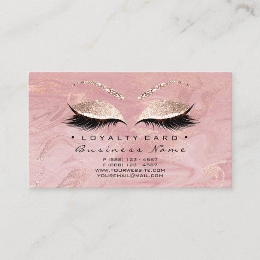 Loyalty Kaart 6 Beauty Salon Lashes Roze Rose (Voorkant)