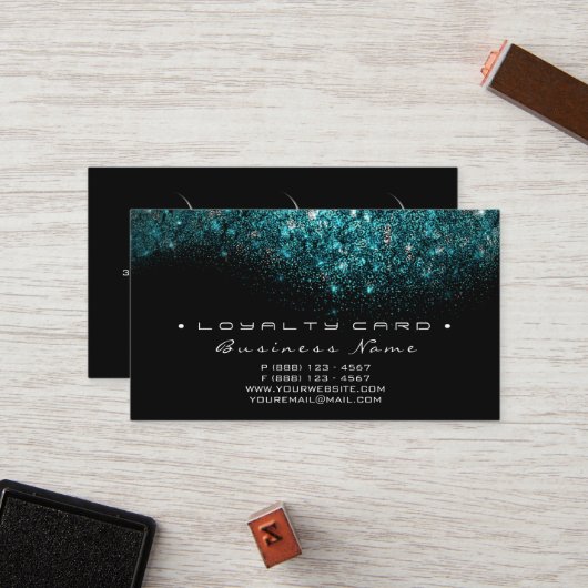 Loyalty Kaart 6 Beauty Salon Lashes Turquoise Blue (Voorkant / Achterkant in situ)