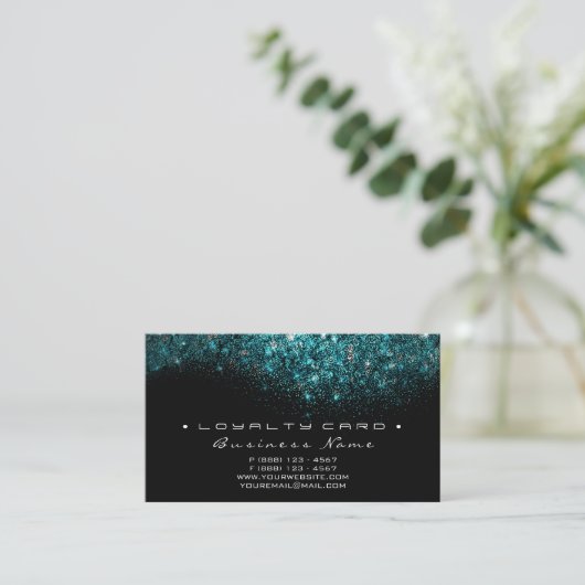 Loyalty Kaart 6 Beauty Salon Lashes Turquoise Blue (Staand voorkant)