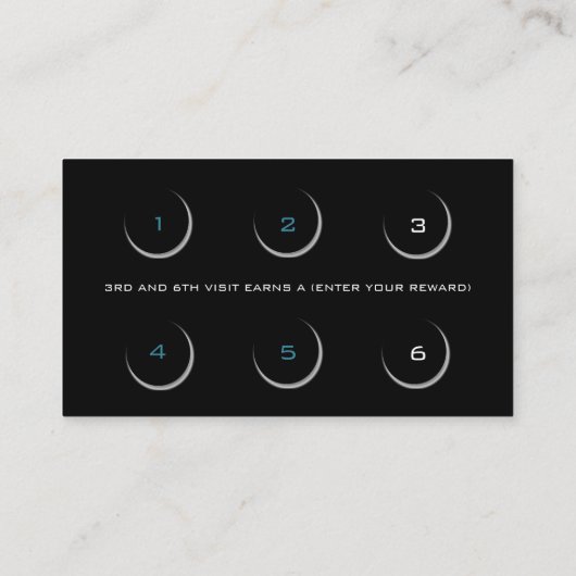 Loyalty Kaart 6 Beauty Salon Lashes Turquoise Blue (Achterkant)