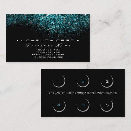 Loyalty Kaart 6 Beauty Salon Lashes Turquoise Blue (Voorkant / Achterkant)