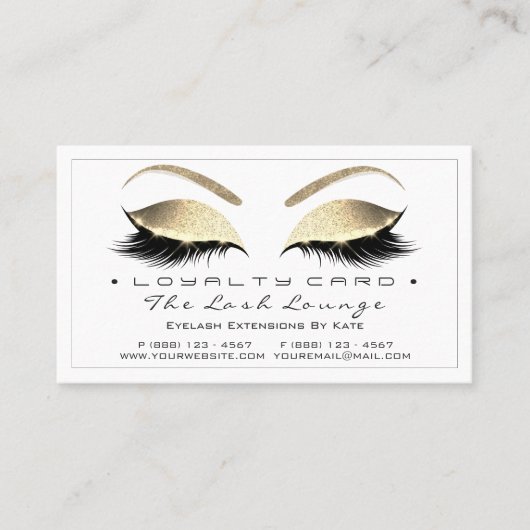 Loyalty Kaart 6 Beauty Salon Lashes White Gold Bla (Voorkant)