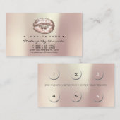 Loyalty Kaart 6 Beauty Salon Lips Gold Makeup Pear (Voorkant / Achterkant)
