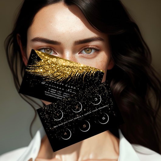 Loyalty Kaart 6 Beauty Salon Lux Lash Gold Confett