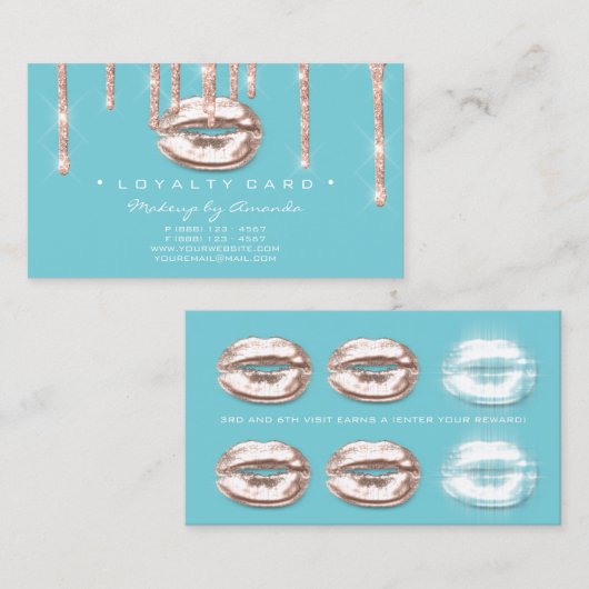 Loyalty Kaart 6 Beauty Salon Makeup Artist Kiss Bl (Voorkant / Achterkant)