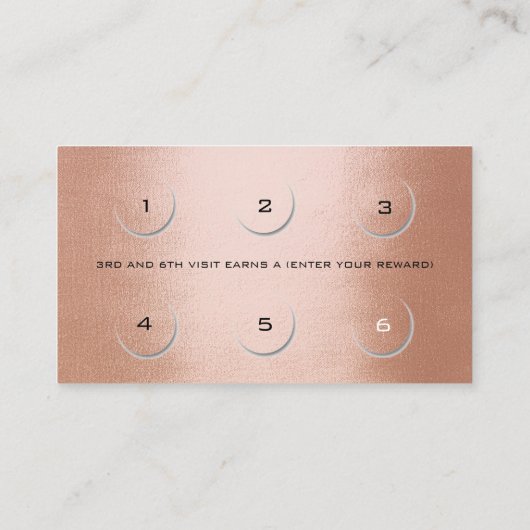Loyalty Kaart 6 Beauty Salon Makeup Copper Roos Go (Achterkant)