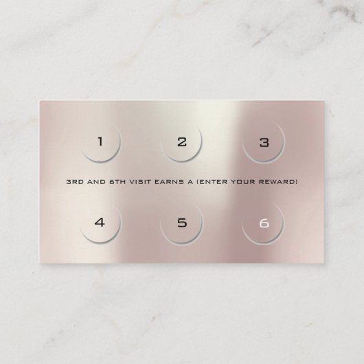 Loyalty Kaart 6 Beauty Salon Makeup Roos Gold Pear (Achterkant)