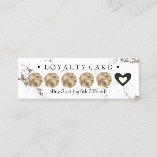 Loyalty Kaart 6 Black Punch Makeup Marble Heart (Achterkant)