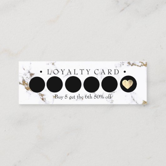 Loyalty Kaart 6 Black White Punch Makeup Marble To (Achterkant)