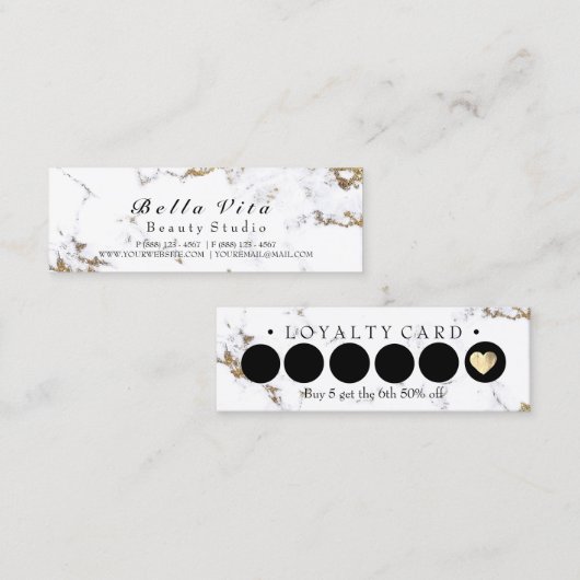 Loyalty Kaart 6 Black White Punch Makeup Marble To (Voorkant / Achterkant)