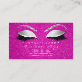 Loyalty Kaart 6 Lash Silver Hot Pink Crown Glitter