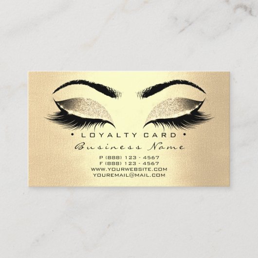 Loyalty Kaart 6 Lashes Champaign Gold Crown Glitte (Voorkant)