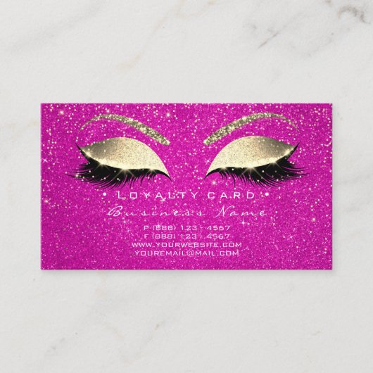 Loyalty Kaart 6 Lashes Gold Hot Pink Crown Confett (Voorkant)