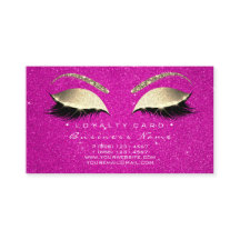 Loyalty Kaart 6 Lashes Gold Hot Pink Crown Glitter