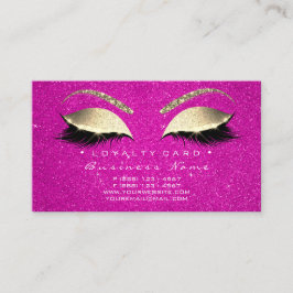 Loyalty Kaart 6 Lashes Gold Hot Pink Crown Glitter