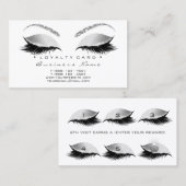 Loyalty Kaart 6 Lashes Silver White Crown Glitter (Voorkant / Achterkant)