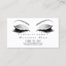 Loyalty Kaart 6 Lashes Silver White Crown Glitter