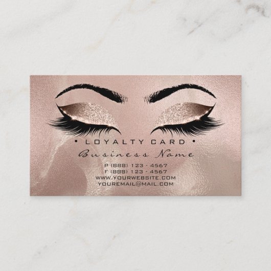 Loyalty Kaart 6 Lashes Skin Roos Gold Crown Glitte (Voorkant)