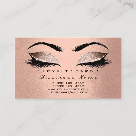Loyalty Kaart 6 Lashes Skin Roos Gold Crown Glitte (Voorkant)