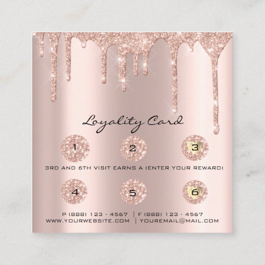 Loyalty Kaart 6 Punch Aftercare Eyelash Heart Roos (Achterkant)