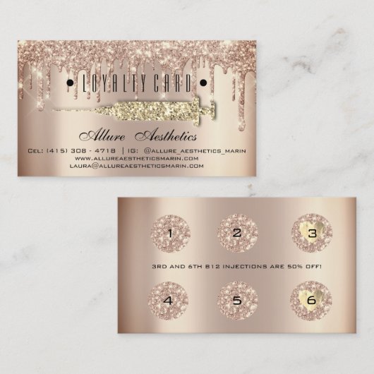 Loyalty Kaart 6 Punch Beauty Health Syringe B12 (Voorkant / Achterkant)
